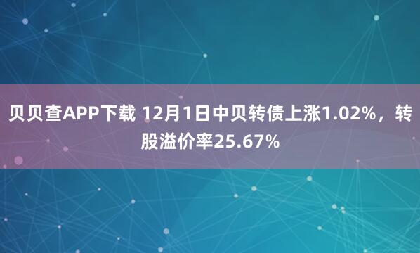 贝贝查APP下载 12月1日中贝转债上涨1.02%,转股溢价率25.67%