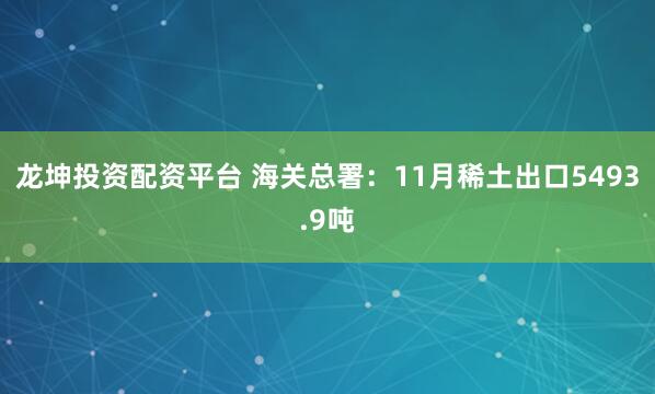龙坤投资配资平台 海关总署：11月稀土出口5493.9吨