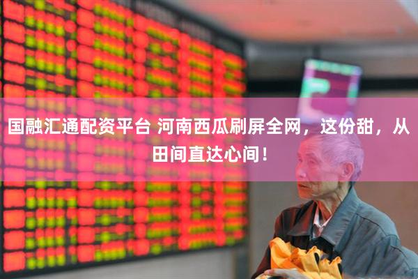 国融汇通配资平台 河南西瓜刷屏全网,这份甜,从田间直达心间!